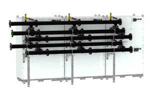  Die „Terra Max“-Kaskade bestehend aus drei Wärmepumpen deckt eine Wärmeleistung von bis zu 700 kW ab. 