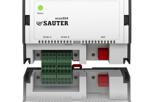  Der Raumcontroller „ecos504“ ist mit KNX-Schnittstelle verfügbar und ermöglicht es, die Gewerke Beschattung und Beleuchtung direkt in die Einzelraum-Klimaregelung zu integrieren. 