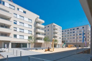  Stuttgart-Bad Cannstadt, Neubausiedlung Seelberg-Wohnen. Zwischen 2009 und 2012 wurden hier 6 Mehrfamilienhäuser mit 111 Eigentumswohnungen erstellt. Der Wärmebedarf wird überwiegend aus Abwasserwärme gedeckt. 