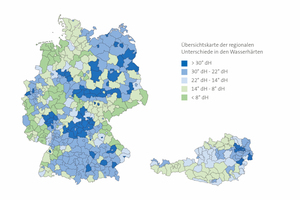  Regional variiert die Wasserhärte in Deutschland und Österreich stark. 