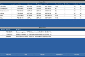 Die App fasst die ausgewählten Produkte in einem Report zusammen – die Produkte lassen sich für die Bestellung direkt in den Buderus Onlineshop übertragen. 