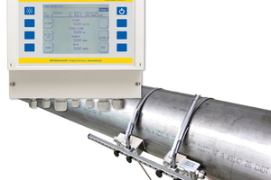  Die „Clamp on“-Ultraschallzähler sind wahlweise fest installierbar (Bild) oder in einer mobilen Ausführung lieferbar. Die Messung mittels Ultraschalltechnik erfordert keine Installationsarbeiten und ist somit absolut leckagesicher und veschleißfrei. 