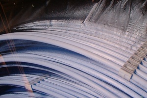  Bild 7: Eisbildung zwischen den Wärmetauscherflächen des Eisspeichers und außen 