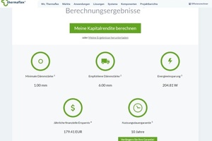  Ergebnisansicht anhand einer Beispielberechnung in der Kälteanwendung. 