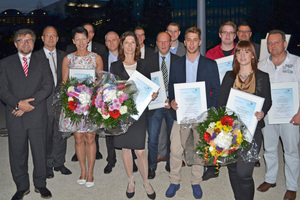  BTGA-Präsident Josef Oswald (v.l.n.r.), Andreas Neyen, Vorsitzender des Zentralen Be-rufsbildungsausschusses (ZBA) des BTGA, Annette Süß-Sponheimer (Bürokauffrau, IHK), Stefan Tuschy, Referent für Berufsbildung des BTGA, Martin Keilen (Michael Sperber Gmb 