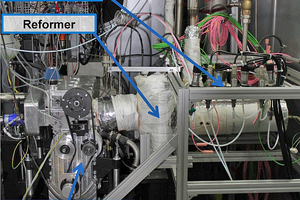  Der Reformgasmotor im Versuchsbetrieb auf dem Prüfstand der ECC Automotive GmbH.  