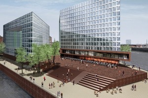  Die Ericusspitze am östlichen Ende der Hafencity in Hamburg gilt als exponierte Lage für ein außergewöhnliches Bauprojekt; hier entsteht in direkter Nähe zur historischen Speicherstadt der neue Firmensitz der Spiegel-Gruppe 