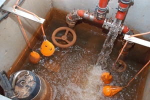  Pumpensumpf in der Sprinklerzentrale mit robusten „Unilift AP“-Tauchpumpen  