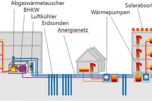 Schematische Darstellung des kalten Wärmenetzes in Berlin-Zehlendorf.  