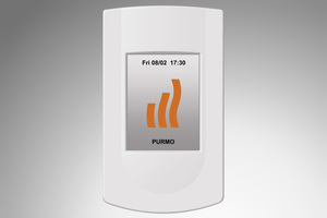  Das Uhrenthermostat „TempCo Touch“ von Purmo lässt sich am farbigen, hochauflösenden Touchscreen so einfach bedienen wie ein Smartphone 