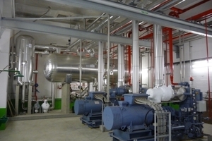  Herzstück der Kältezentrale sind zwei Ammoniakmaschinen der GEA Refrigeration France mit einer Gesamtkälteleistung von 2.100 kW 
