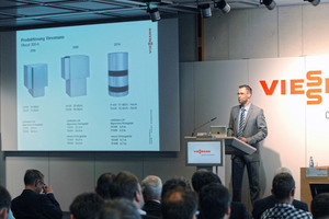  Karsten Koch, Produktmanager bei der Viessmann Wärmepumpen GmbH, stellte die Produktneuheiten des Unternehmens vor. 