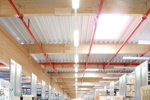  Warenlager mit LED-Beleuchtung (Leuchten hängen in einer Höhe von rund 3,30 m) 