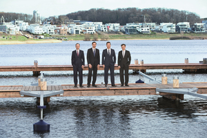  Das Executive Board der Wilo-Gruppe am Phönix See in Dortmund (von links nach rechts) : Tobias Ketterle, Eric Lachambre, Oliver Hermes (Vorsitzender), Dr. Markus Beukenberg 