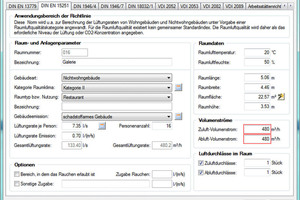  Aus einem einzigen Dialog lassen sich im Solar-Computer-Programm „Volumenstromberechnungen“ schnell und einfach über Registerkarten die benötigten Regelwerke anwählen.  