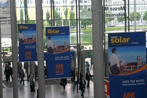  Die Intersolar Europe 2016 findet vom 22. bis 24. Juni auf der Messe München statt.  