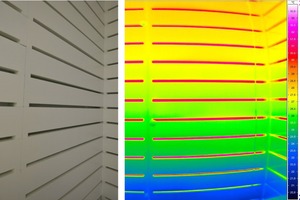  Foto (links) und Thermografieaufnahme (rechts) der installierten Dämmung 