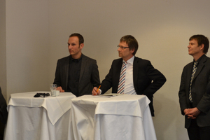  BTGA-Informationstag zum Thema BIM mit Podiumsdiskussion (v.l.n.r.): Prof. Hans-Georg Oltmanns, Oltmanns & Partner GmbH, Philipp Dohmen, Drees & Sommer, Günther Mertz, Hauptgeschäftsführer des BTGA, Matthias Reif, Bundesamt für Bauwesen und Raumordnung, K 