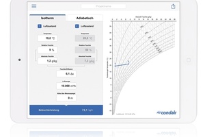  Screenshot der h,x-Calculator-App von Condair 