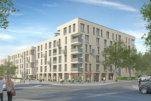  125 Wohnungen entstehen bis 2017 im Rosenstein-Quartier an der Nordbahnhofstraße. Ein Eis-Energiespeicher speichert Wärme auf niedrigem Temperaturniveau.  