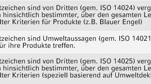  Umweltdeklarationstypen (nach ISO-Normen) 