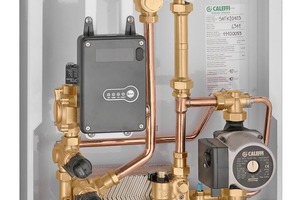  Die „SATK20“-Wärmeübergabestationen (Aufputz-Variante) von Caleffi verfügen über einen Plattenwärmetauscher mit optionaler Vorheizfunktion für die Trinkwassererwärmung. Sie gibt es in drei Versionen für Niedrig-, Mittel- und Hochtemperaturanlagen. Bei der 