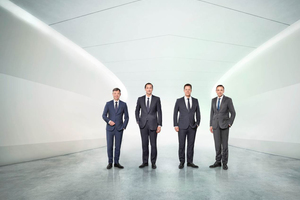  Der Vorstand der Wilo Gruppe (v.l.n.r.):  Dr. Markus Beukenberg (CTO), Eric Lachambre (COO), Oliver Hermes (Vorsitzender des Vorstands & CEO) und Carsten Krumm (COO). 