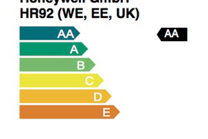  Die Einordnung in die Kategorie AA berechtigt Honeywell, das höchste „eu.bac Efficiency Label“ für den Heizkörperregler „HR92“ zu verwenden. 